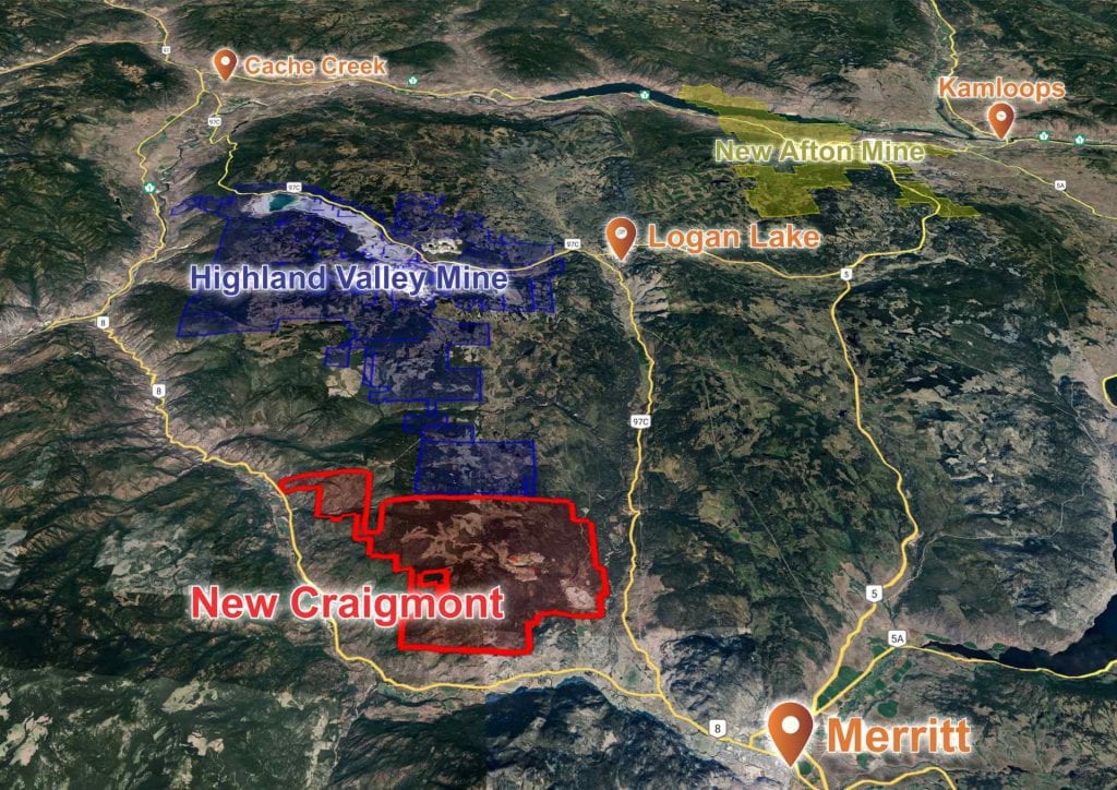 Detailed map showing the location of the New Craigmont Copper Project