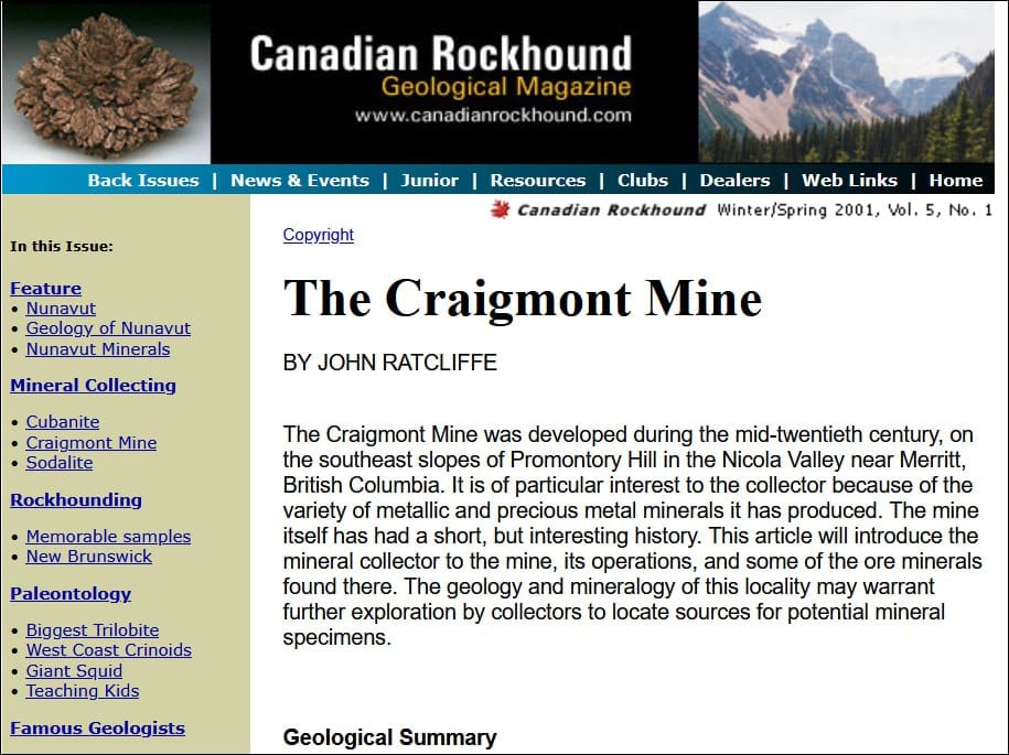 New Craigmont Copper Project Historical Photo Gallery