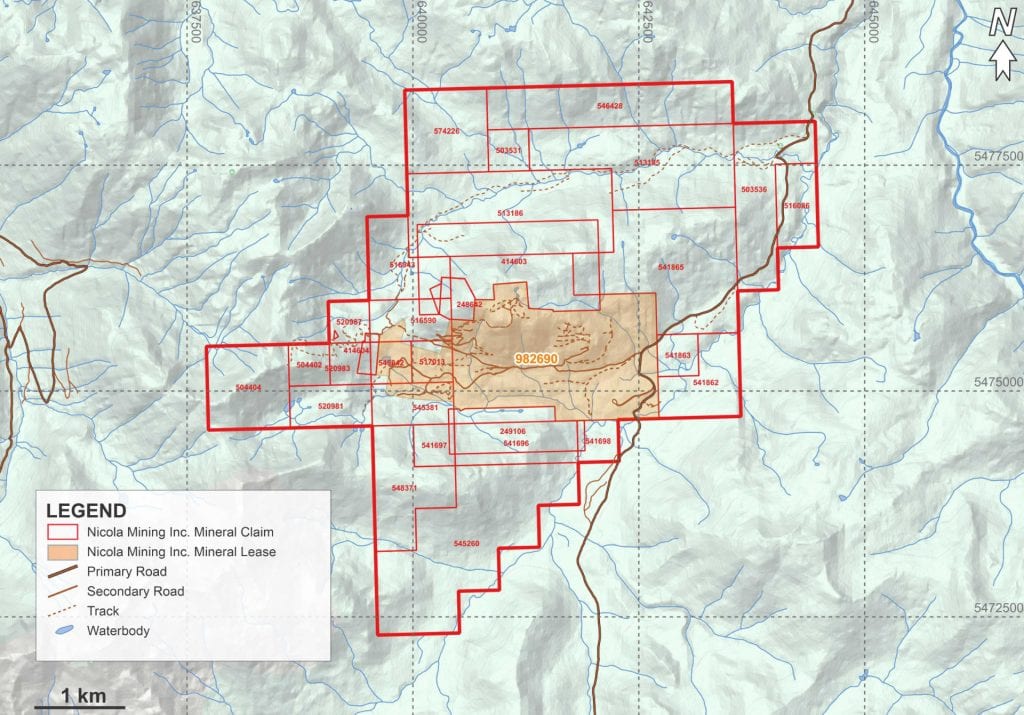 Tenure map showing the location of the Treasure Mountain Silver Project